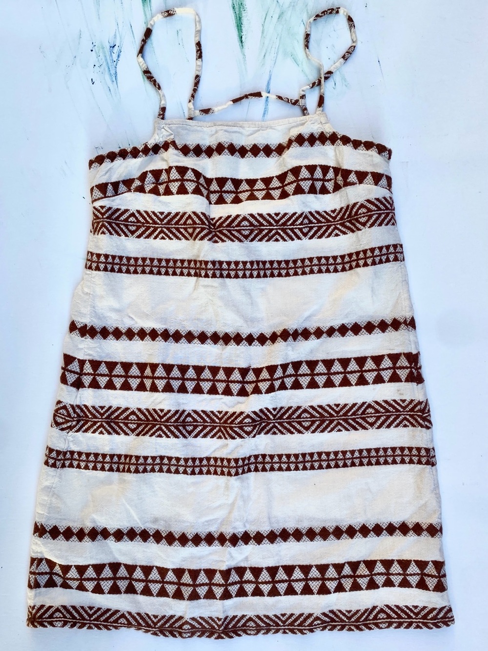 aerie Cream and Brown Striped Tribal Boho Mini Dress